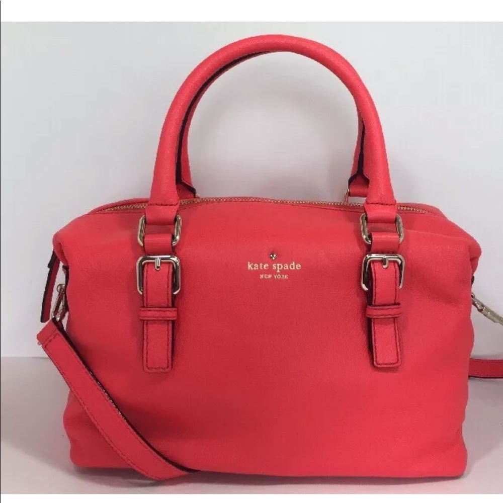 Kate Spade Semi Leather Satchel Geranium Gold